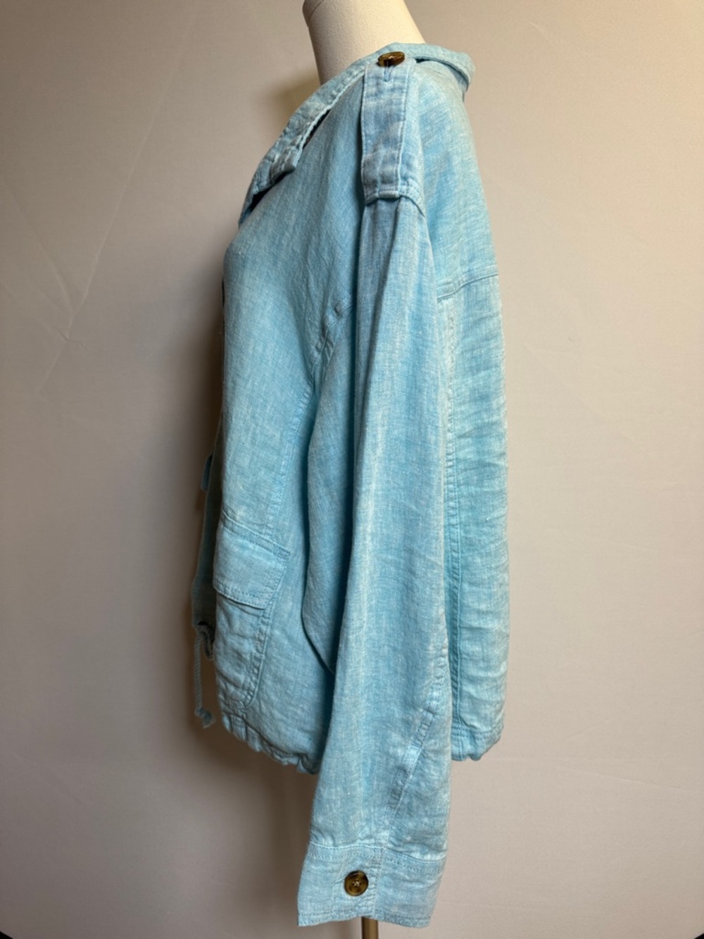 Talbots Light Blue Button-Front Washed Linen Jacket Size XL - Picture 5 of 11